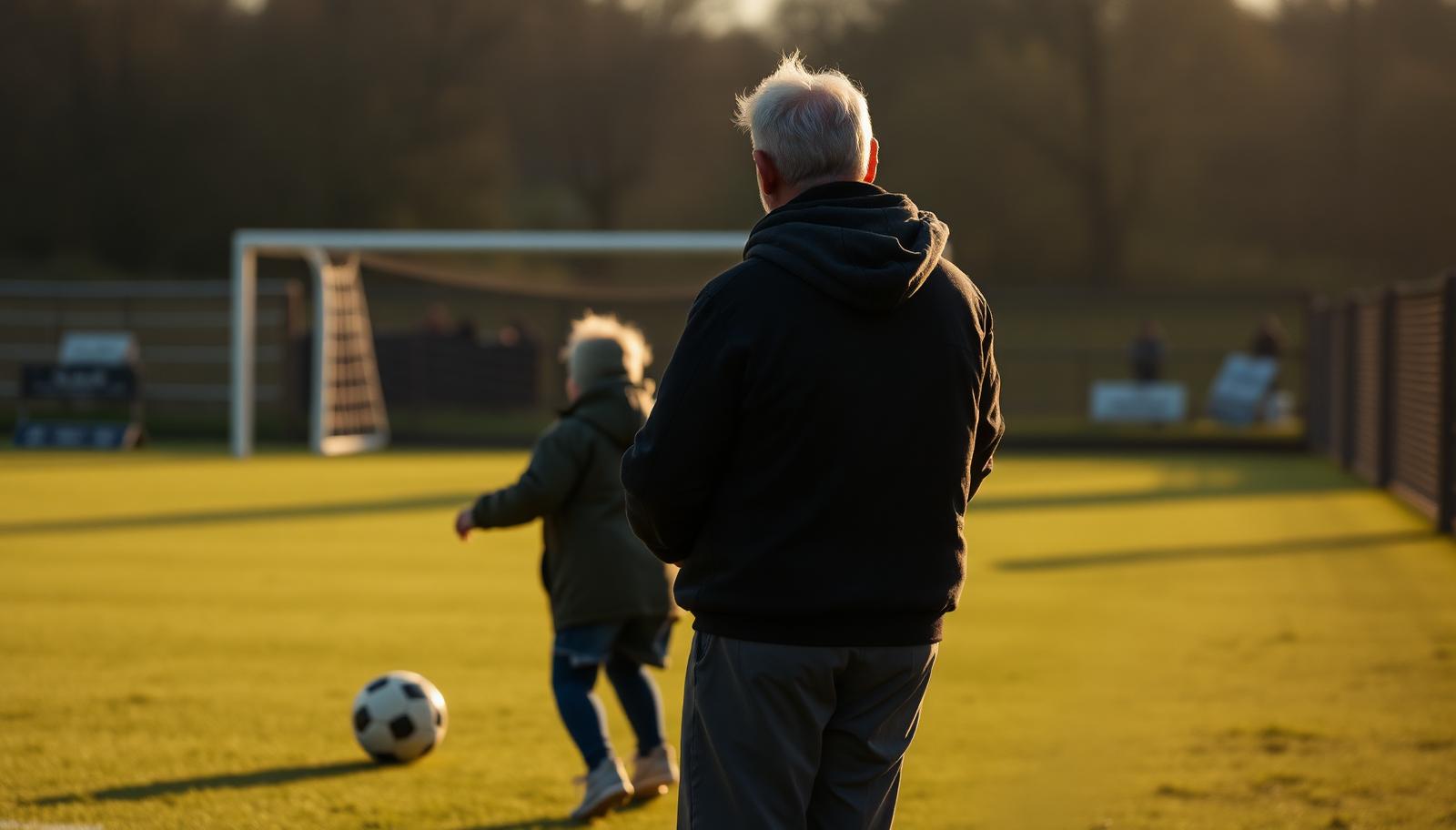 Youth football coaching session under floodlights